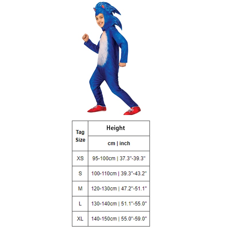 Newest Sonic Cosplay The Hedgehog Jumpsuit Child's Deluxe Costume Disfraz Costume Halloween gift