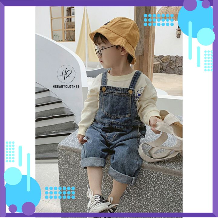 Set yếm jean kèm áo tay dài công tử nhí chất mềm mại