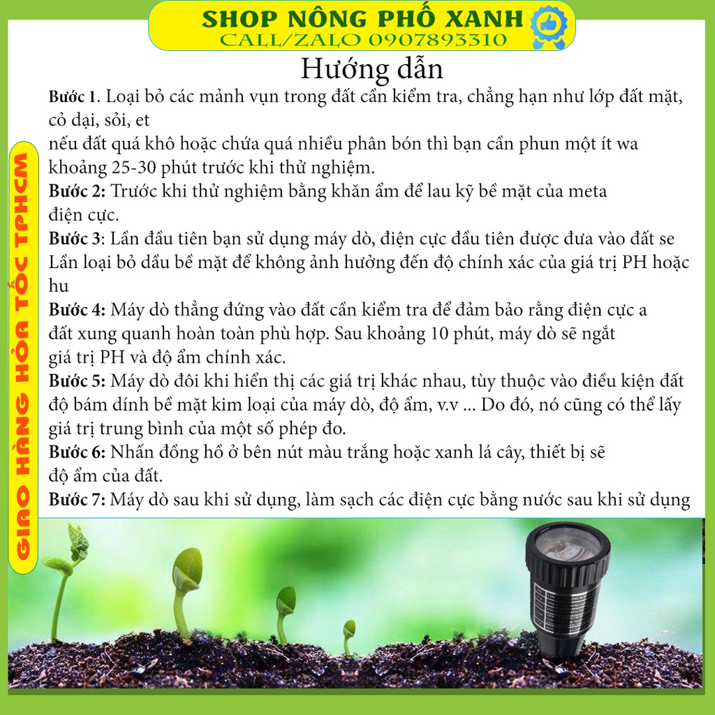 Máy Đo Độ PH  Và Độ Ẩm Đất VT-05N, Dùng đo độ PH cho vườn cây ăn trái, trồng lúa, cây công nghiệp phiên bản mới nhất