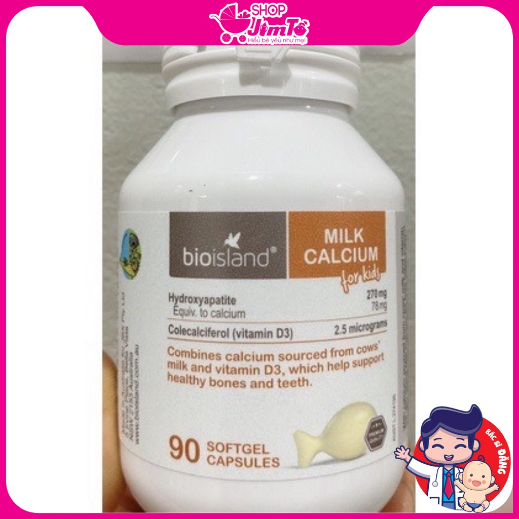 Calci milk for kid bioisland Bổ Xung Canxi Giúp Xương, Răng Phát Triển Khoẻ Mạnh Hộp 90 Viên