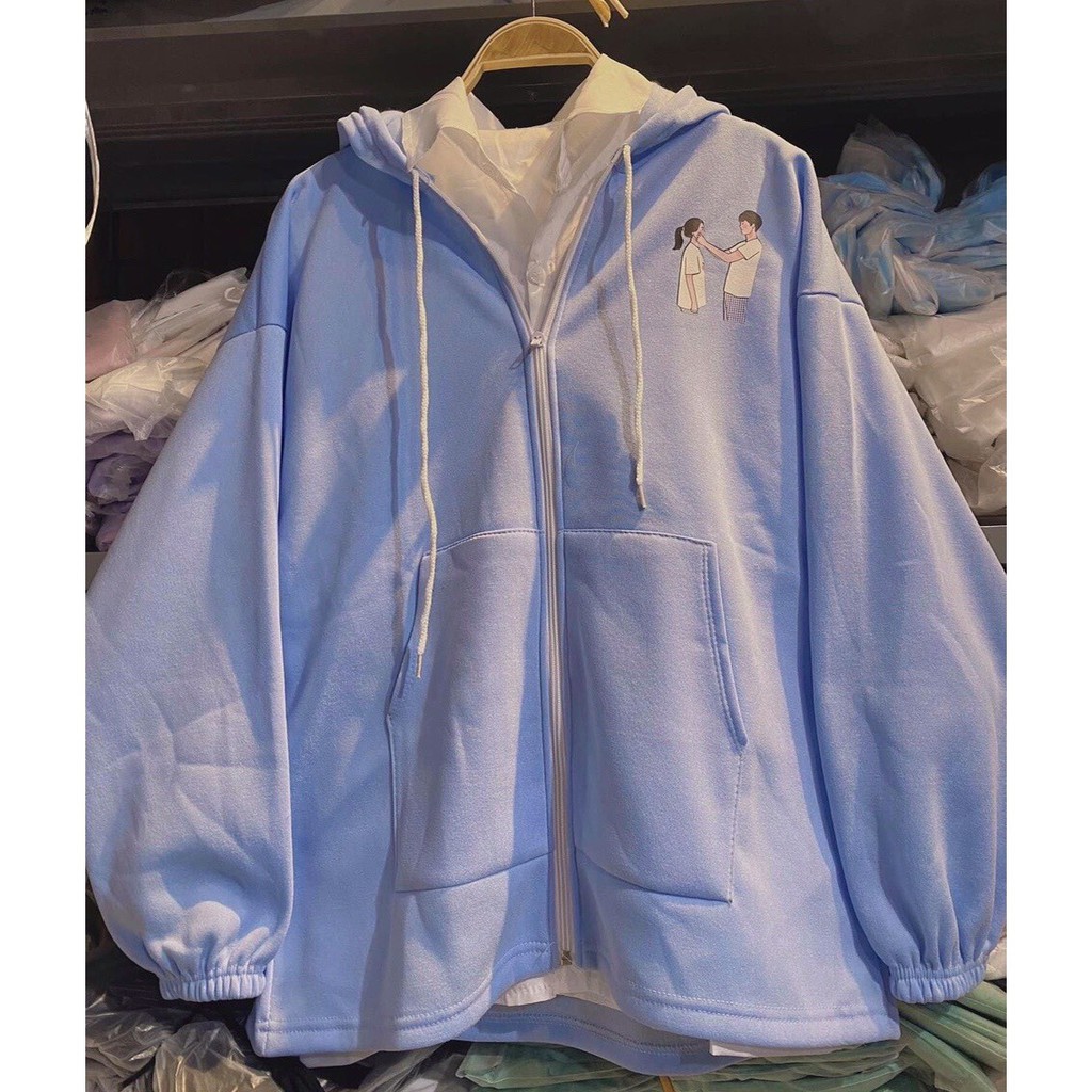ÁO KHOÁC COUPLE Xanh Bơ - Áo Khoác Hoodie Zip Love Nam Nữ Unisex 3 Màu