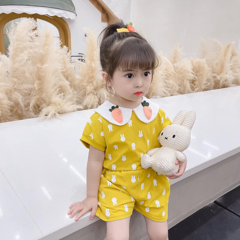 Bộ Cộc Tay Bé Gái Siêu Dễ Thương, Quần Áo Trẻ Em Mùa Hè Size 6-21Kg Chất Cotton BiBo Store