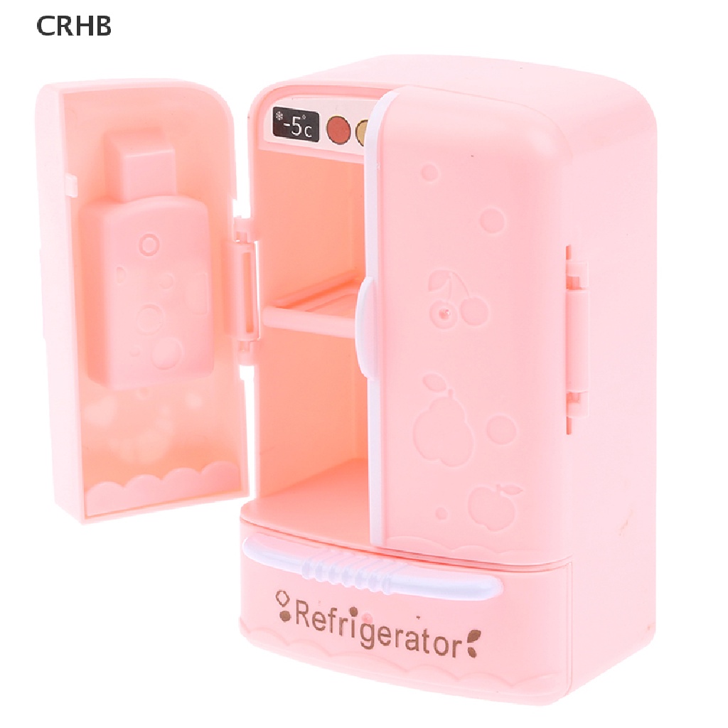Tủ Lạnh Mini Màu Hồng Xinh Xắn Cho Nhà Búp Bê Tỉ Lệ 1 / 12 Mới