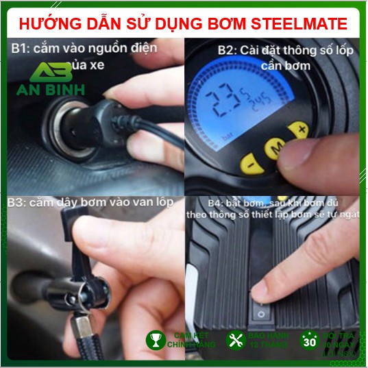 Bơm Lốp Ô Tô STEELMATE P05 Bảo Hành 12 Tháng – Bơm Xe Ô Tô, Xe Máy Thông Minh Cảm Biến Hơi Tự Ngắt