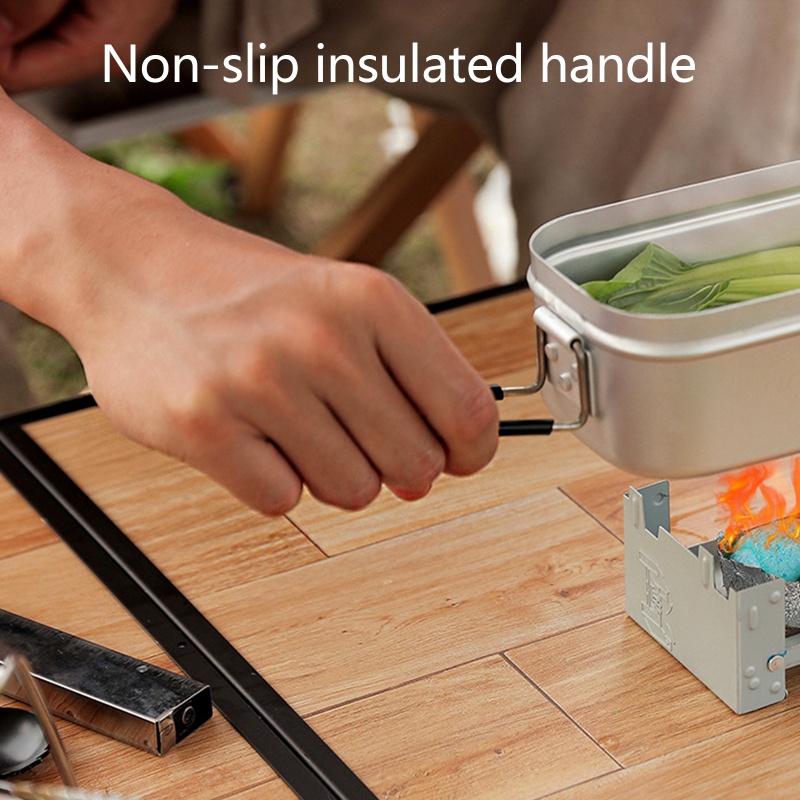 Hộp Đựng Cơm Trưa Kèm Lò Nướng Tiện Dụng Mang Theo Du Lịch Cắm Trại