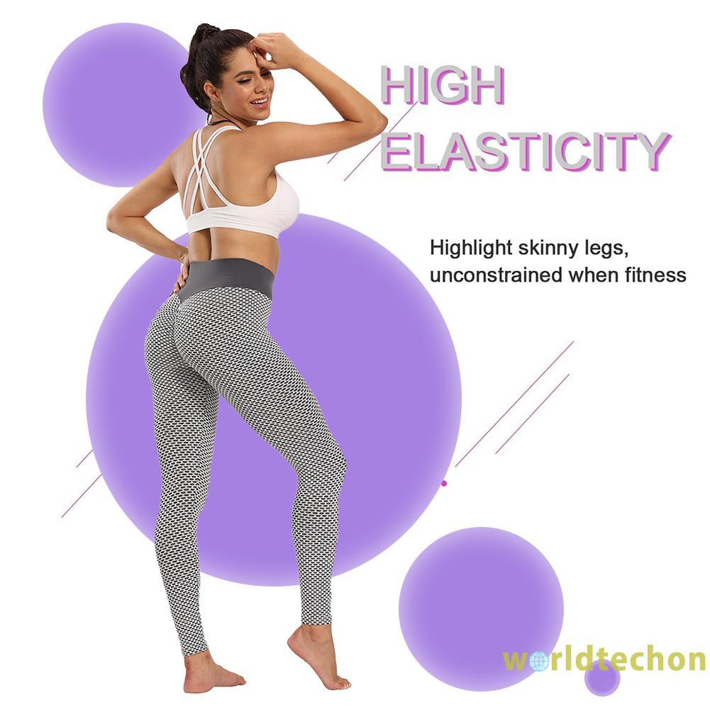 READY STOCK Women Yoga Pants Elastic High Waist Sports Gym Fitness Push Up Leggings