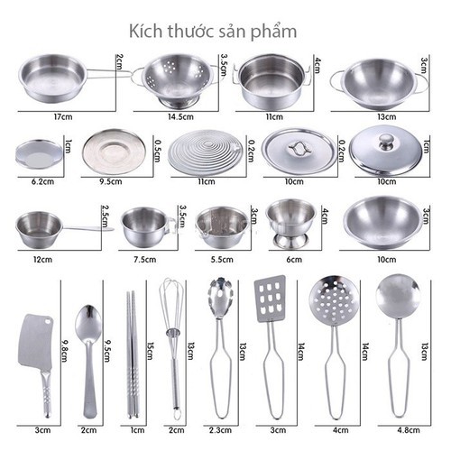 BỘ ĐỒ CHƠI NẤU ĂN INOX 40 CHI TIẾT