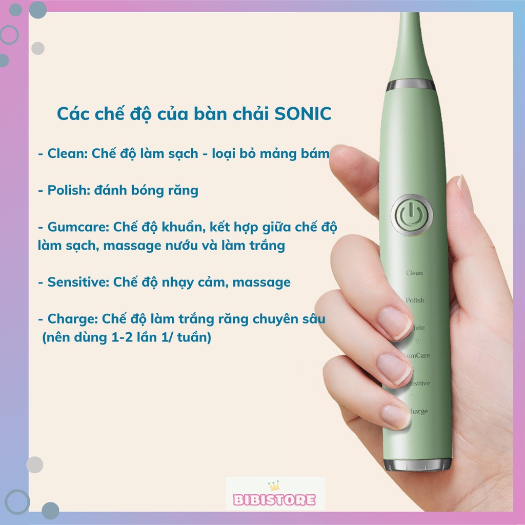 Bàn Chải Điện Người lớn SONIC - Máy Đánh Răng Điện Tự Động làm sạch thông minh 5 cấp độ