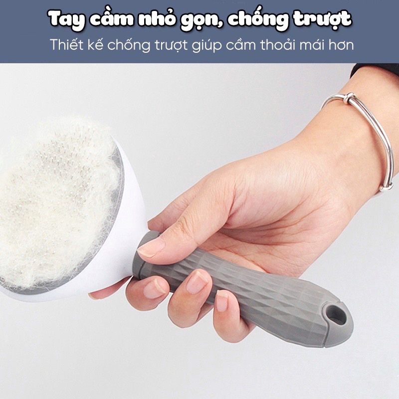 Lược chải lông chó mèo có nút bấm CHÍNH HÃNG CLEAN chải lông chó mèo