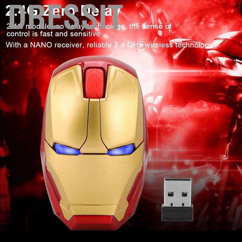 Chuột Chơi Game Không Dây Hình Iron Man 2.4ghz Usb 4d 1600dpi Cho Pc / Laptop