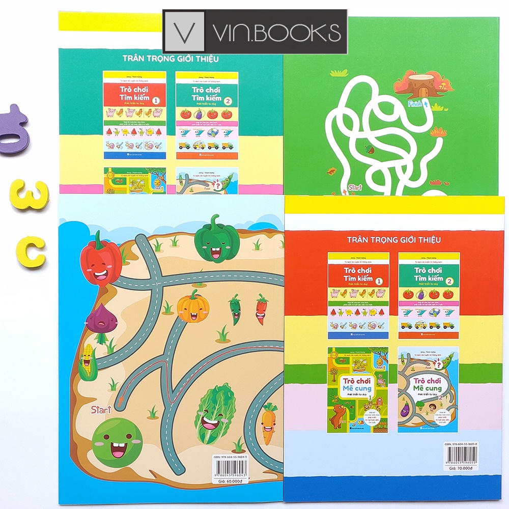 Sách -Trò Chơi Mê Cung Và Trò Chơi Tìm Kiếm - Rèn Luyện Trí Thông Minh - Phát Triển Tư Duy Cho Trẻ Từ 2-6 Tuổi 4 Cuốn.