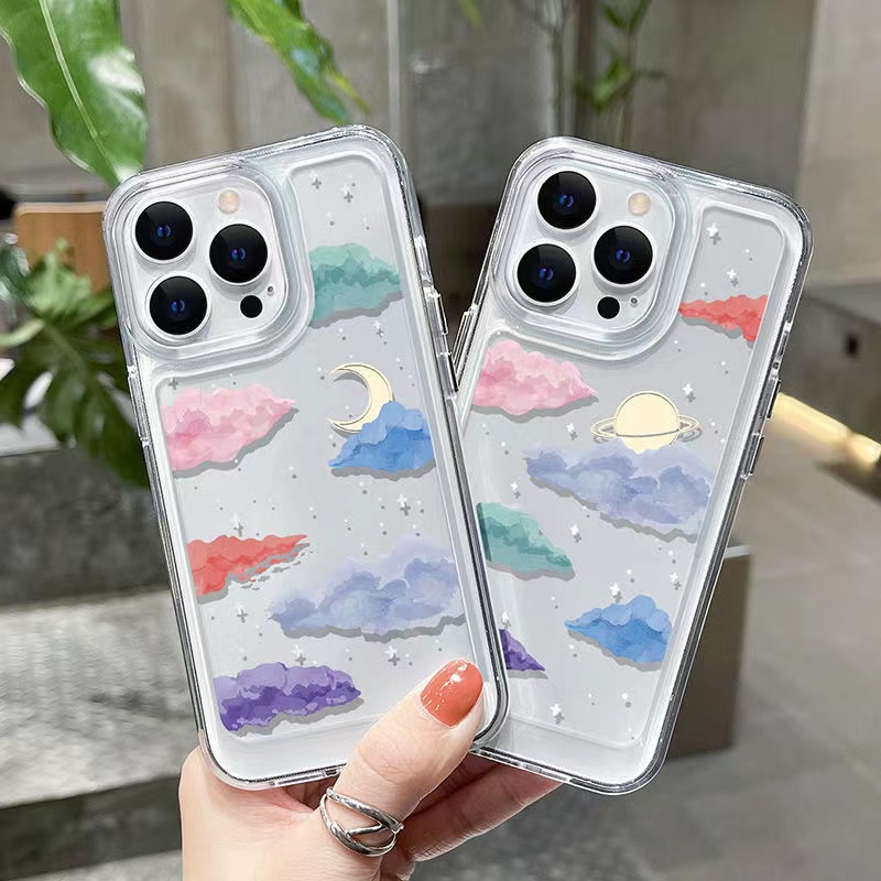 Ốp Điện Thoại Trong Suốt Hình Đám Mây / Mặt Trăng / Không Gian Cho iphone 11 13 7 8 Plus 12 13Pro Max X XS Max 7 8 SE 202