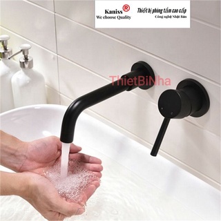 Vòi Lavabo Nóng Lạnh Âm Tường Sơn Tĩnh Điện Màu Đen KANISS,Mạ vàng cao cấp,Mạ Crom Sáng bóng,Hàng Chính Hãng BH 5 năm