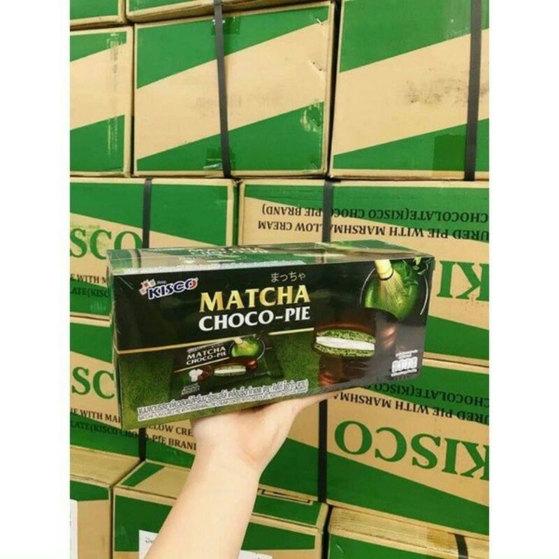 Bánh Chocopie Matcha Trà Xanh Kisco Thái Lan 300g - Hộp 12 Cái