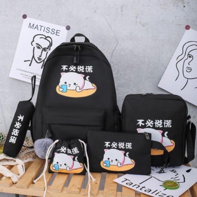 Balo Bộ 4 Món Chú Heo Đọc Sách