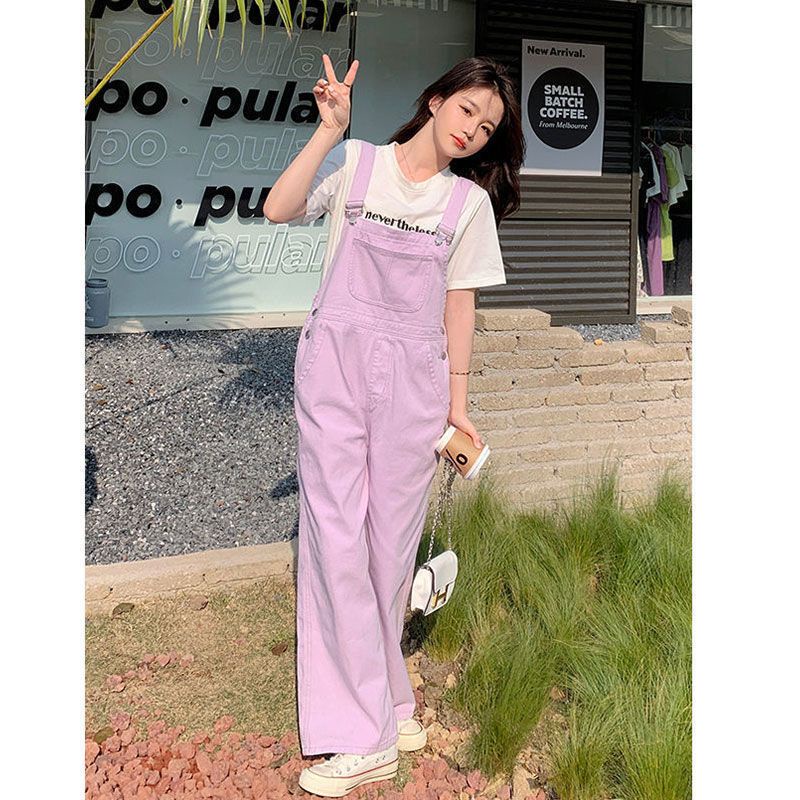Yếm Quần Trơn Ống Rộng Màu Tím Pastel Cute Phong Cách Hàn Quốc (H38) ❤️
