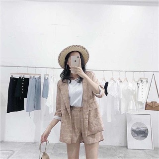 Sét vest caro quần đùi
