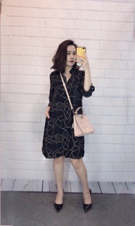Đầm sơ mi lụa 3 màu: đỏ, đen, trắng