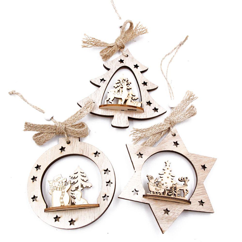 Phụ Kiện Treo Trang Trí Giáng Sinh Bằng Gỗ DIY Mới