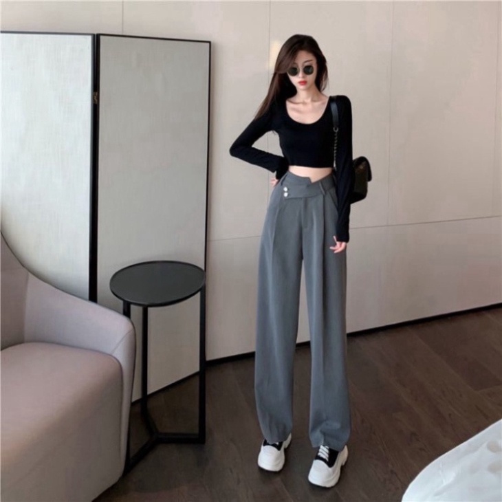 Quần Ống Rộng Baggy GUMAX, Quần Suông Cạp Cao Ống Loe Culottes Nữ Hàng Quảng Châu Siêu Hót 2021 Đẹp | WebRaoVat - webraovat.net.vn