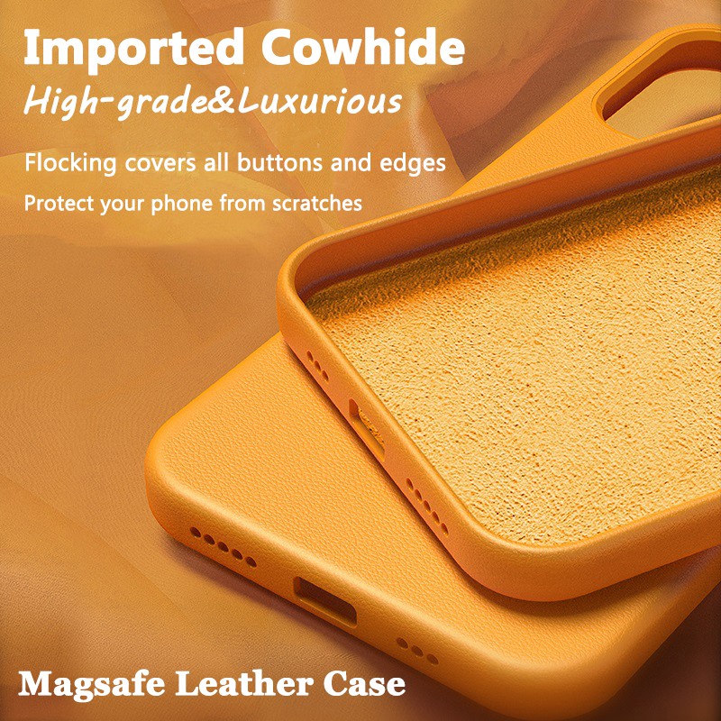 Ốp điện thoại bằng da thật hấp phụ từ tính tương thích với bộ sạc không dây Magsafe cho iPhone 12 12 mini 12 Pro Max