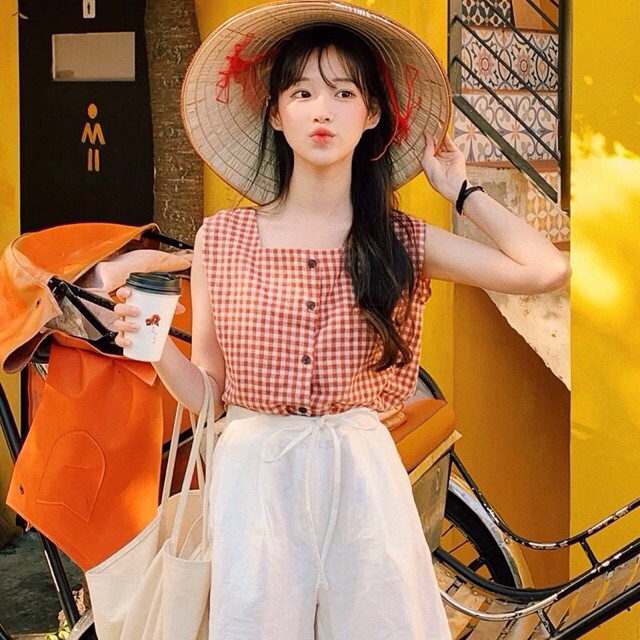 ORDER Set Áo caro cổ vuông & Skirt basic - 2 mẫu