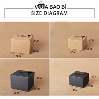 Hộp quà giấy kraft vuông nắp cài thắt nơ kèm rơm lót, hộp quà tặng kraft mini