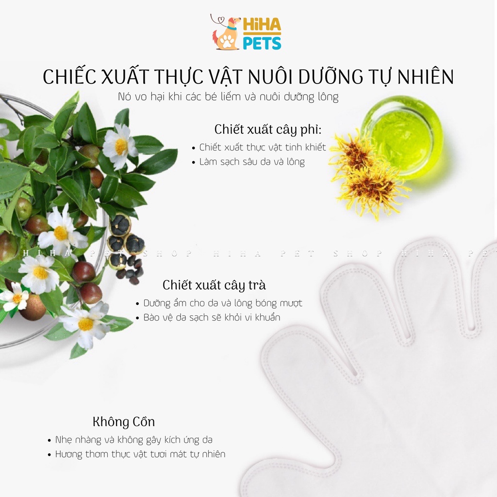 Găng Tay Vệ Sinh Lau Sạch Tắm Khô Và Khử Mùi Hôi Cho Chó Mèo Tiện Lợi Dùng Một Lần.