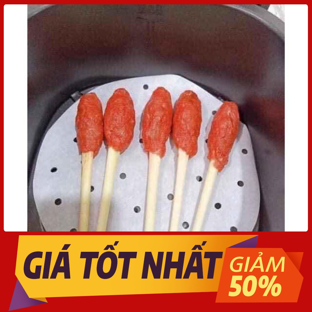 Giấy Nến Đục Lỗ Tròn, Gói 100 Tờ Giấy Nến Đục Lỗ Tròn Dùng Cho Nồi Chiên Không Dầu, Lót Xửng Hấp, Thấm Dầu Ăn Size 22cm