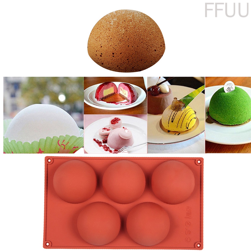 Khuôn Silicone Làm Bánh Hình Bán Nguyệt 5 Ngăn Chống Dính Tiện Dụng Cho Nhà Bếp