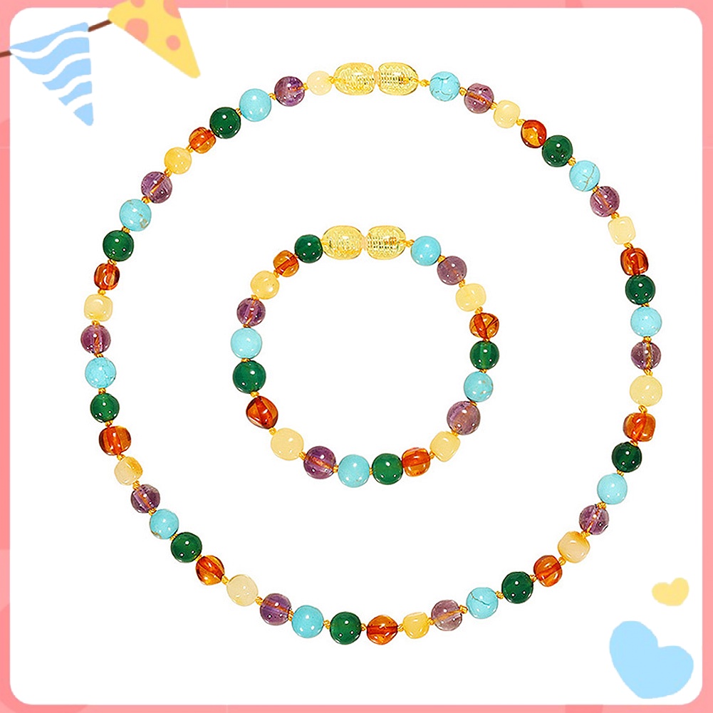 Chuỗi Hạt Đá Hổ Phách Tự Nhiên Nhiều Màu Sắc Dùng Làm Trang Sức Thủ Công Cho Bé