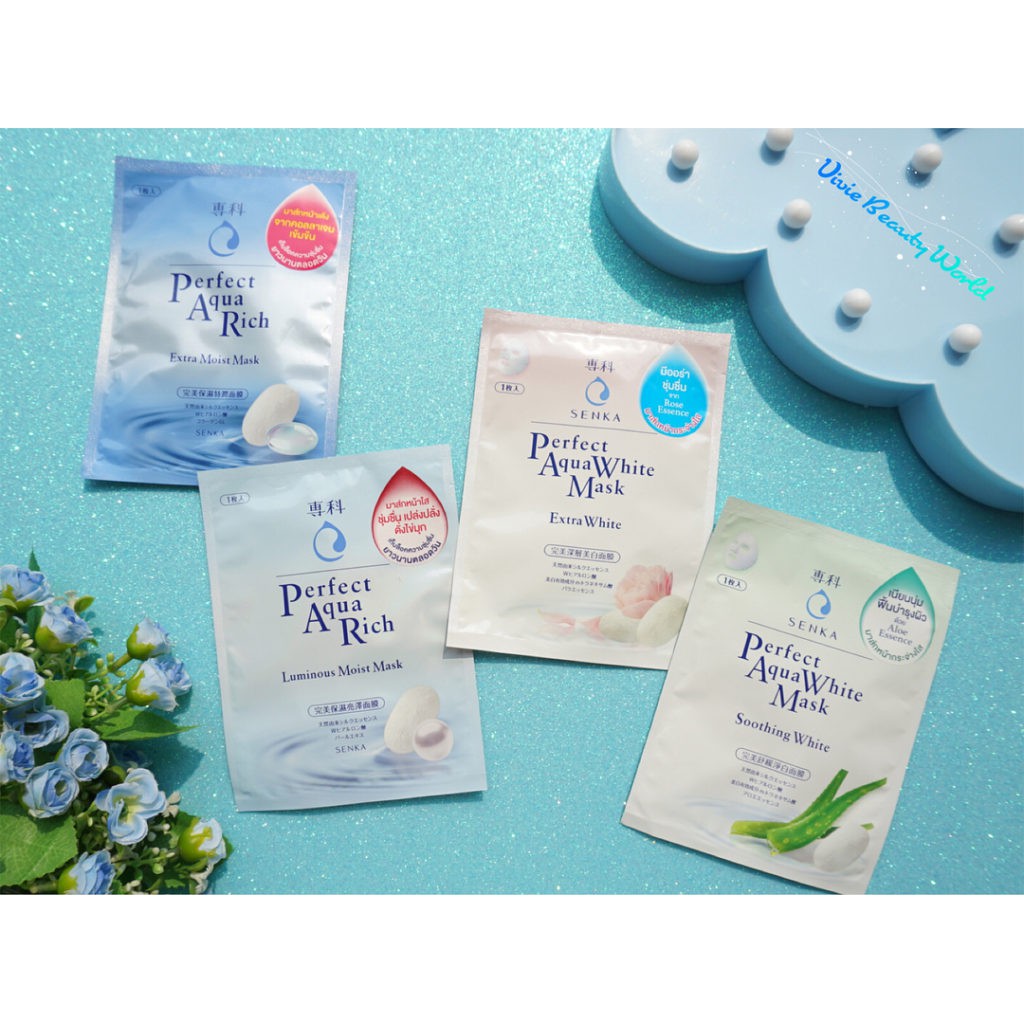 Mặt Nạ Giấy Dưỡng Trắng Da Senka Perfect Aqua White Mask (Soothing White + Extra White)