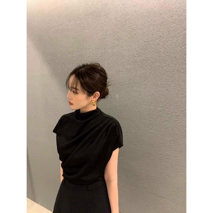 Áo thun nữ pull lệch vai cổ 3p new Z.r 3 màu hot trend thu đông 2022