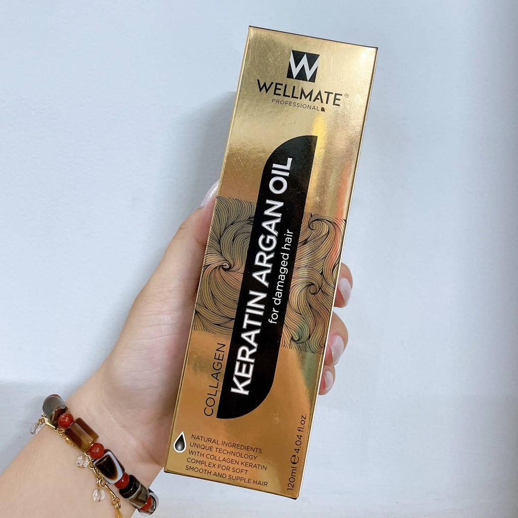 Tinh dầu dưỡng tóc Wellmate Keratin Argan Oil 120ml ( màu vàng)