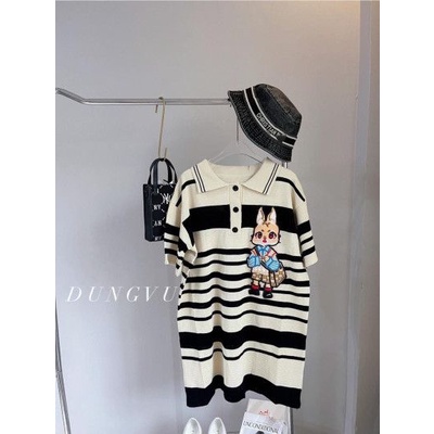 Váy len montoghi polo cổ bẻ thêu thỏ Quảng châu xinh