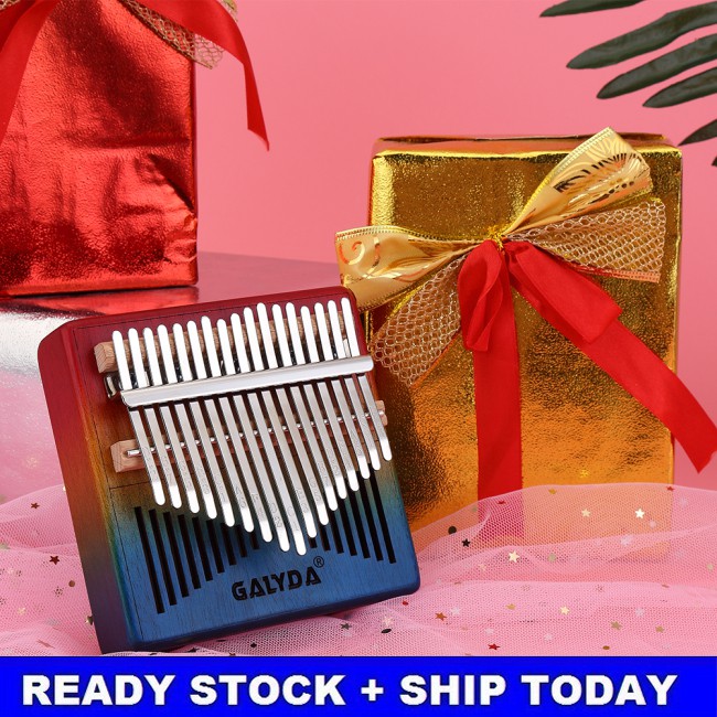 Kalimba 17 Key Mahogany Body Thumb Piano Gradual rainbow color Mbira Musical Instrument