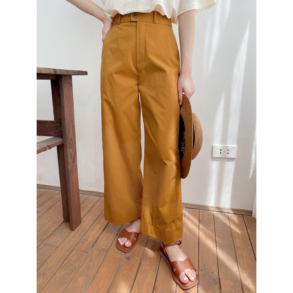 Quần culottes ống suông nữ MADELEN màu trơn chất kaki nhẹ trẻ trung năng động