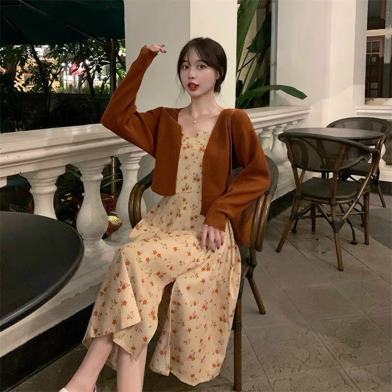 SET ĐẦM 2S HOA KÈM ÁO KHOÁC