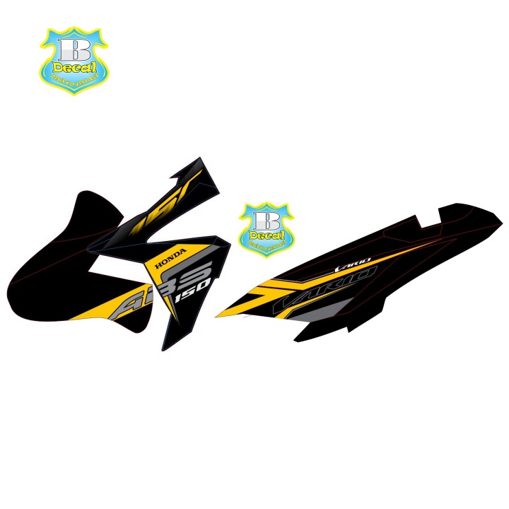 ( Quí khách vui lòng mang ra tiệm cho thợ dán ) Tem vario 150 2017 vàng đen