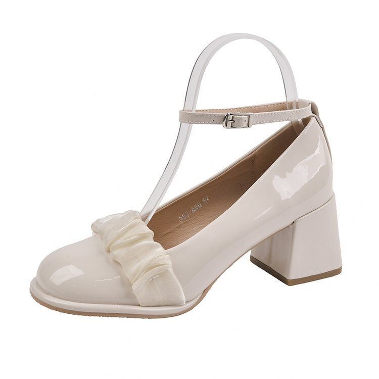 2023 Đôi Giày Cao Gót Mới Thiết Kế Thoải Mái Dễ Phối Đồ Phong Cách Mary Jane, được làm bằng da