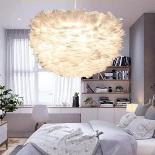 Đèn Chùm - Đèn Chùm Phòng Khách Mây lông Vũ Bắc ÂU Decor Lighting TN329 (Loại 45cm)- 3 Chế Độ Ánh Sáng