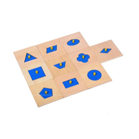 Giáo Cụ Montessori - Bộ Núm Trụ Hình Khối - Set 10 khuôn 10 hình