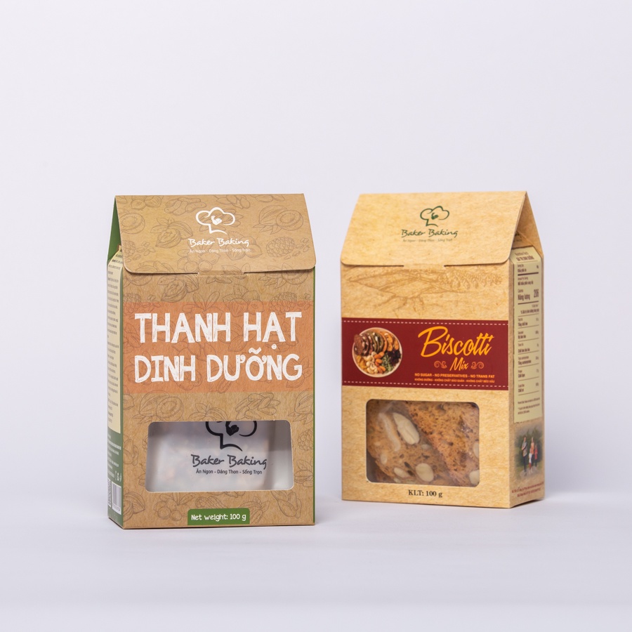 Bánh quy dinh dưỡng biscotti mix thanh hạt của BakerBaking hỗ trợ ăn kiêng healthy,eatclean cho tập luyện giảm cân