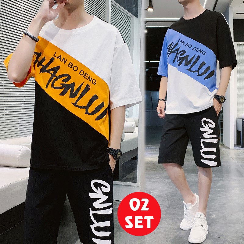 Bộ Quần Áo Thun Nam Thời Trang In Chữ LAN BO DENG Cá Tính Năng Động Zenkonam MEN QA 091