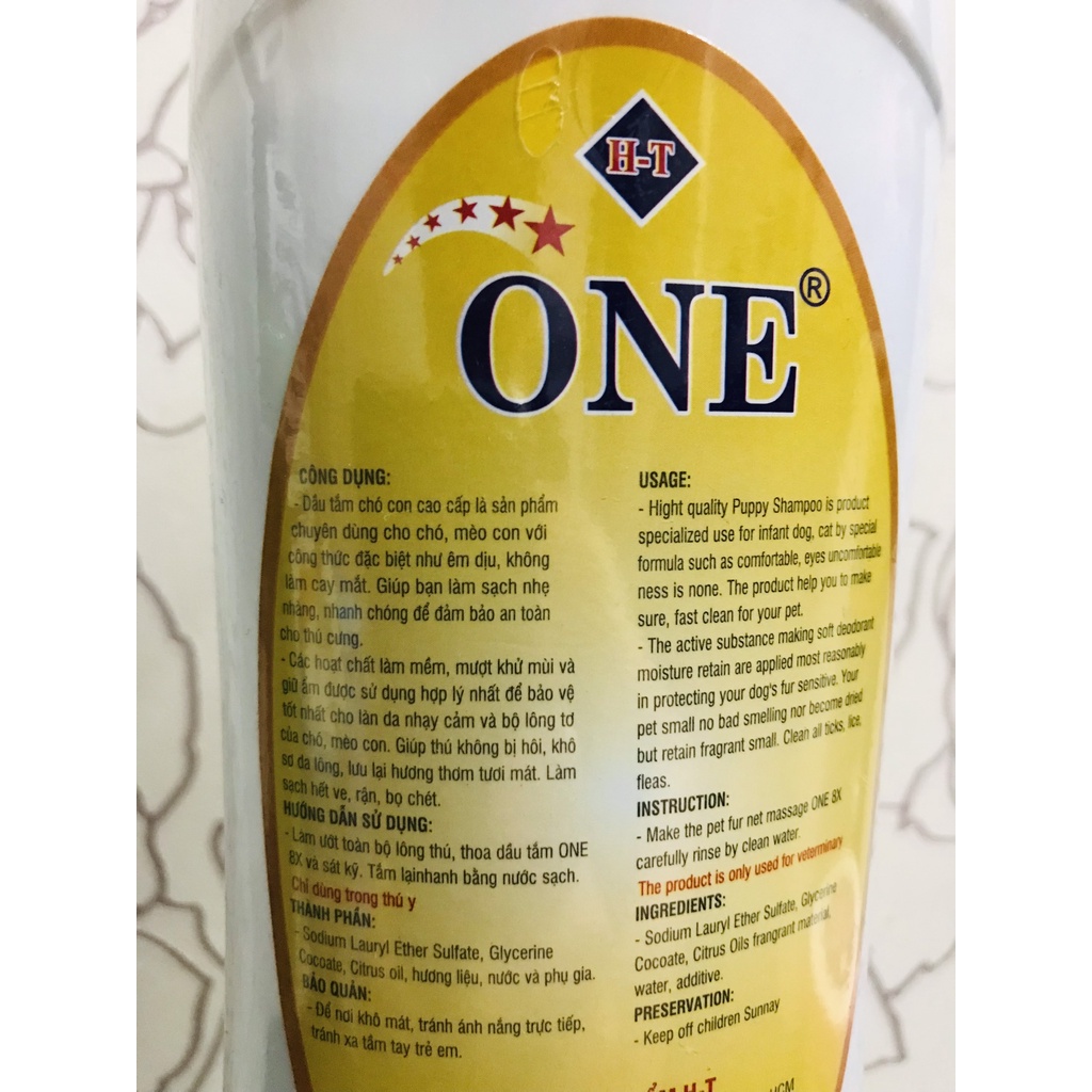 Dầu tắm ONE dòng cao cấp dành cho chó mèo con không làm cay mắt thú cưng 500ml