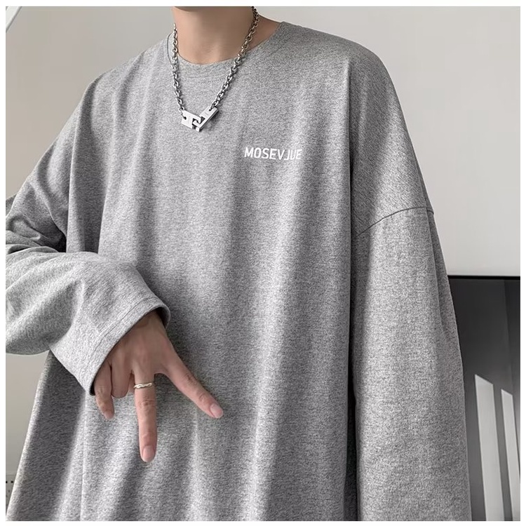 Áo Thun Tay Dài Dáng Rộng In Chữ Phong Cách Hip Hop Đường Phố Hàn Quốc Thời Trang Cho Nam Và Nữ M-5XL