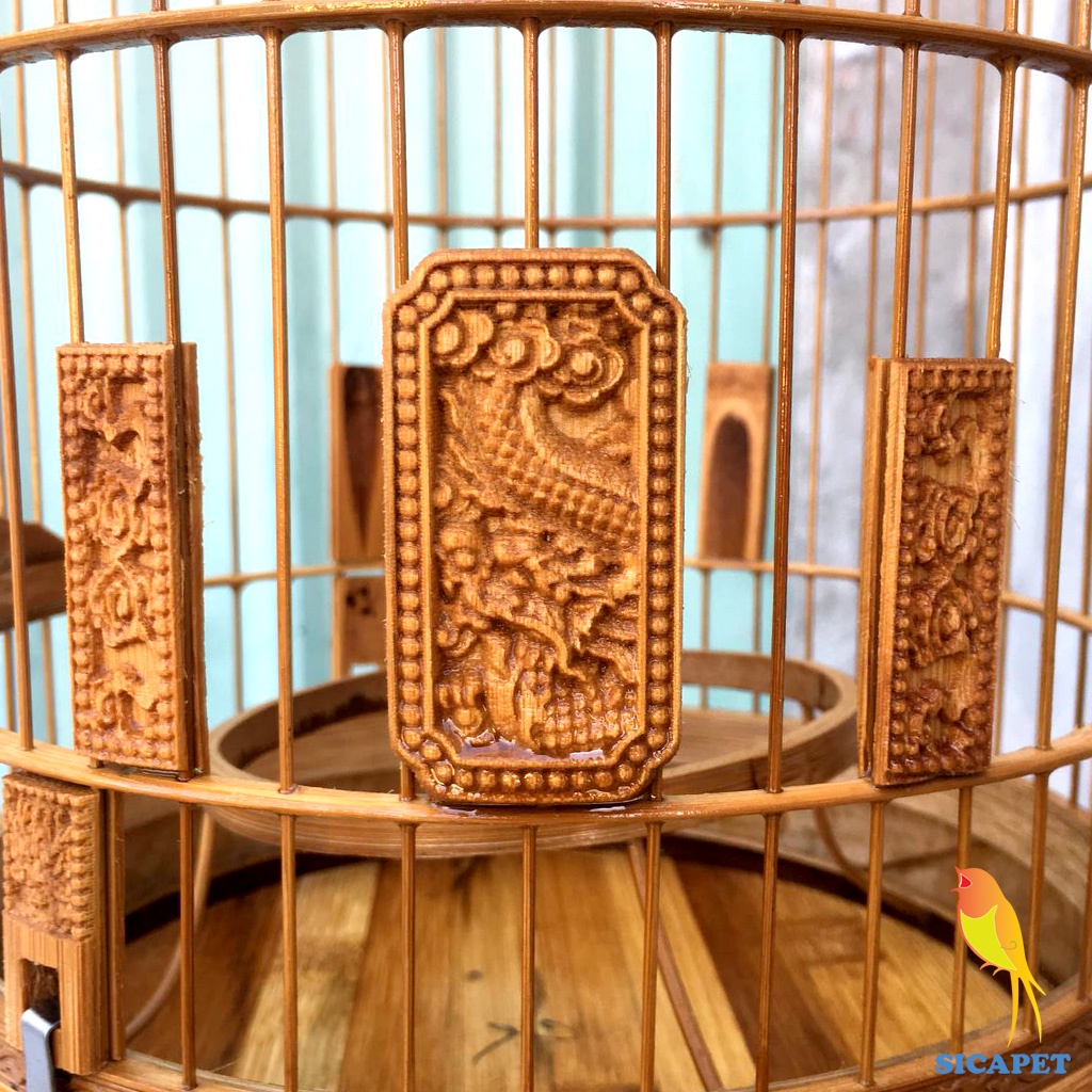 Lồng chim Khuyên đục rồng ,chim Sâu, chim hút mật  Lồng khuyên đục đẹp, Lồng nuôi chim khuyên trạm khắc rồng đẹp SICAPET
