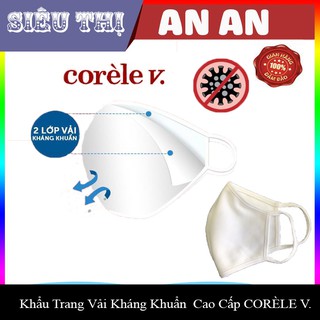 Khẩu trang vải kháng khuẩn CORÈLE 5&10 cái, xuất khẩu Nhật kháng 99 98% vi khuẩn sau 50 lần giặt
