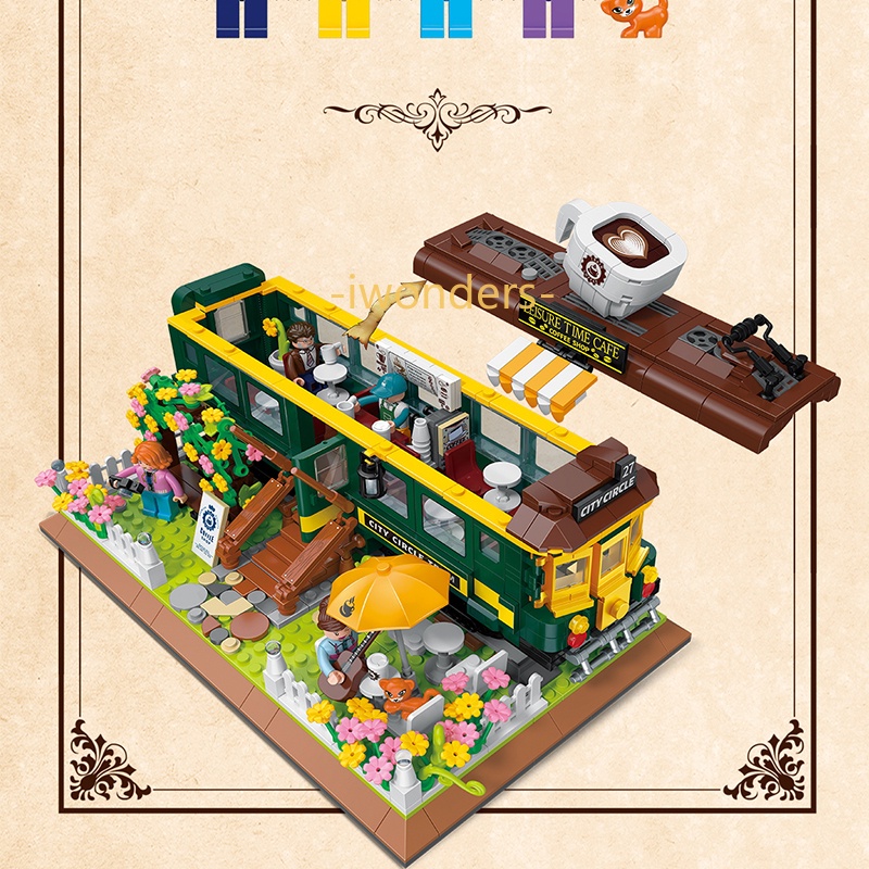 Sáng Tạo Khối Xây Tàu Cà Phê Nhà Giáo Dục Mô Hình Tự Làm Pop Đồ Mặc Nhà Bé Trai Bé Gái Trẻ Em Quà Tặng Đồ Chơi Kids education toys