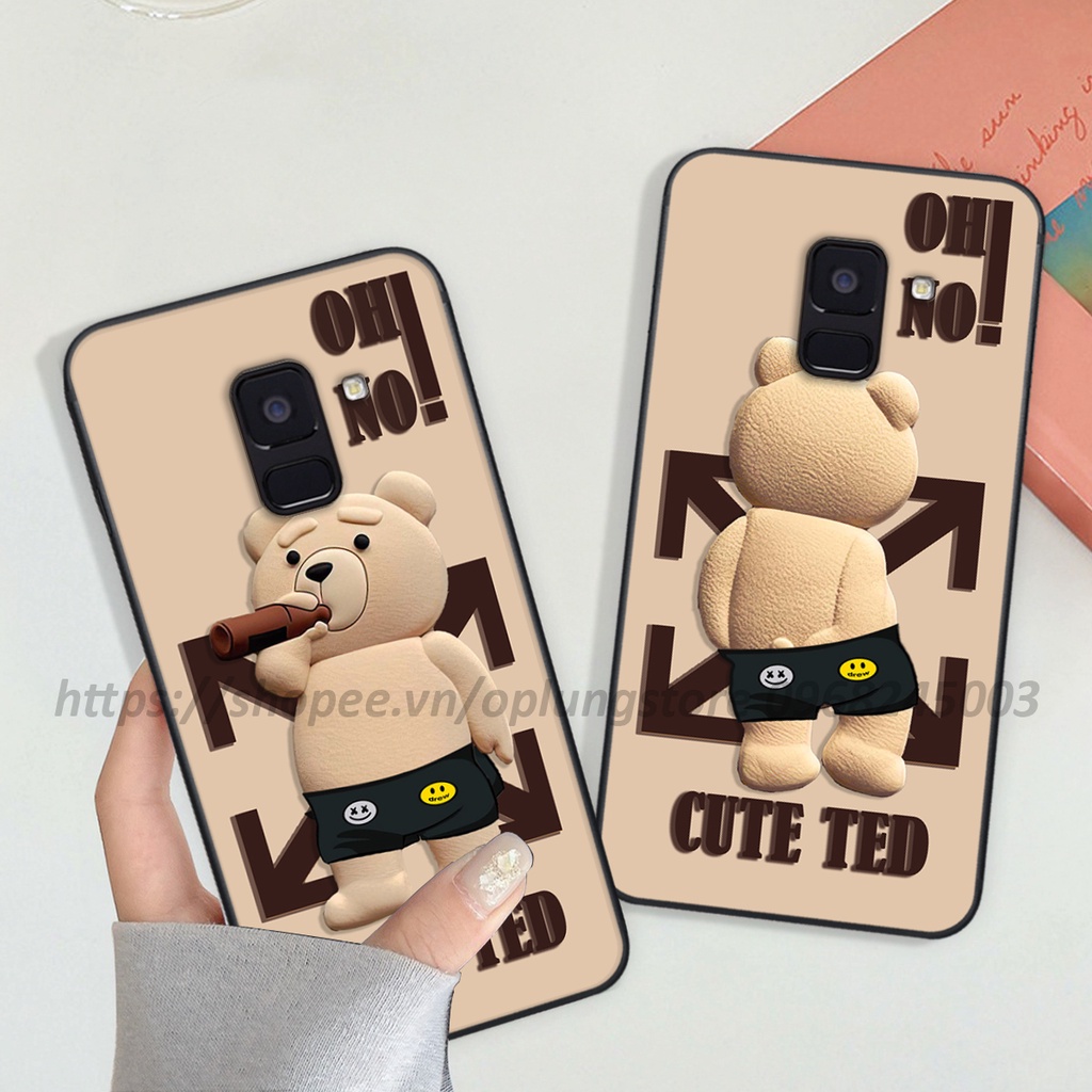 Ốp lưng Samsung A6 2018/ A6 Plus/ A8 2018/ A8 Plus/ J8 in hình 3D gấu cute cool ngầu giả nổi.